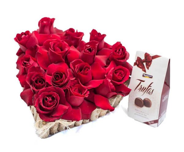 Coração de Rosas com Trufas de Chocolate