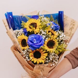 Girassol  + rosa azul